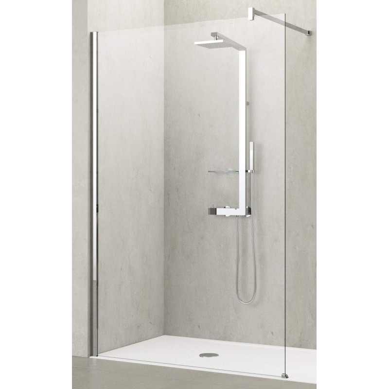 walk in shower box Walk-in model transparent shower wall 100 cm chrome profiles Novellini Kuadra H
