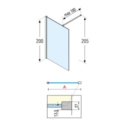 walk in shower box Fixed shower screen walk-in model 140 cm in matt black colour Novellini Kuadra H