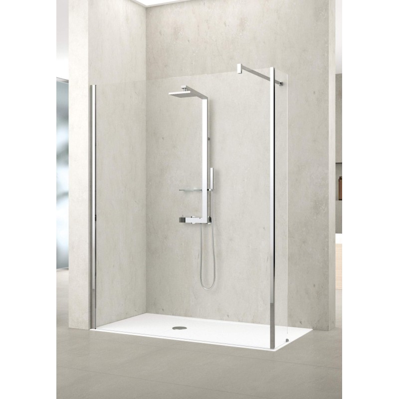 walk in shower box Glass wall for 100 cm Walk-in shower with 15 cm splash guard Novellini KUADRA H6