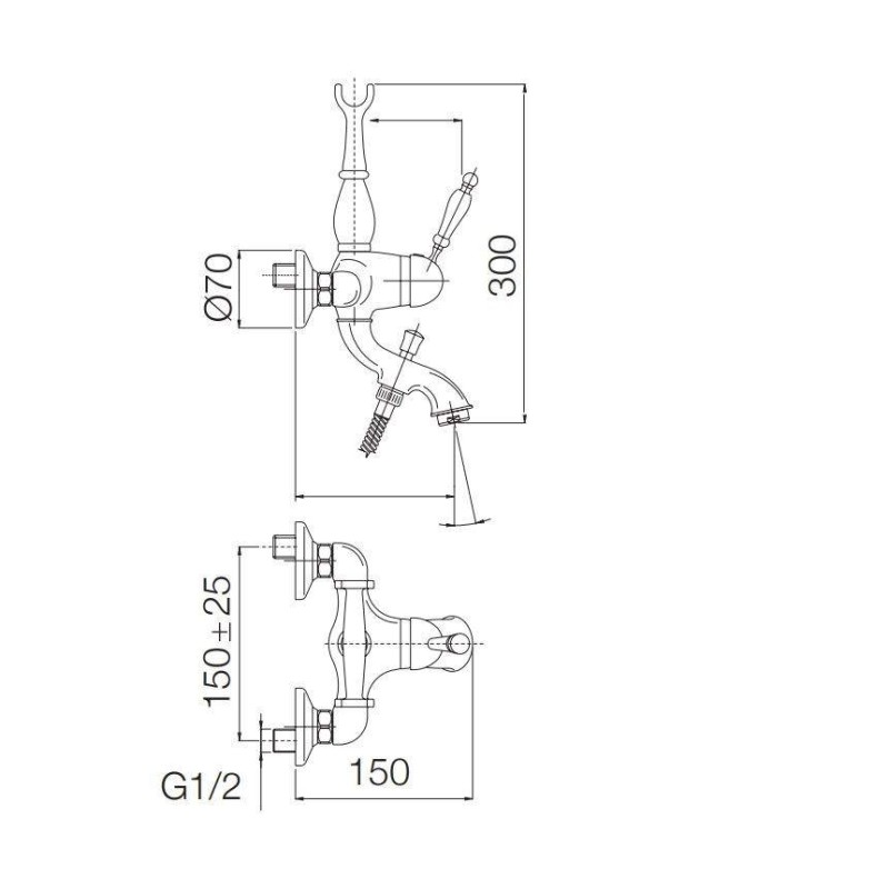 Single Lever Bathtub taps Antique model bath mixer with shower Nice Funny 60003CB