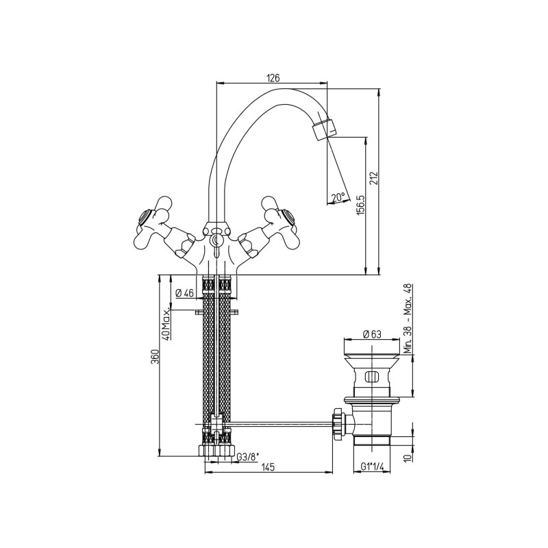 Traditionelle Küchenarmaturen Antiker Küchenspülenmischer Paini Liberty 17CR250