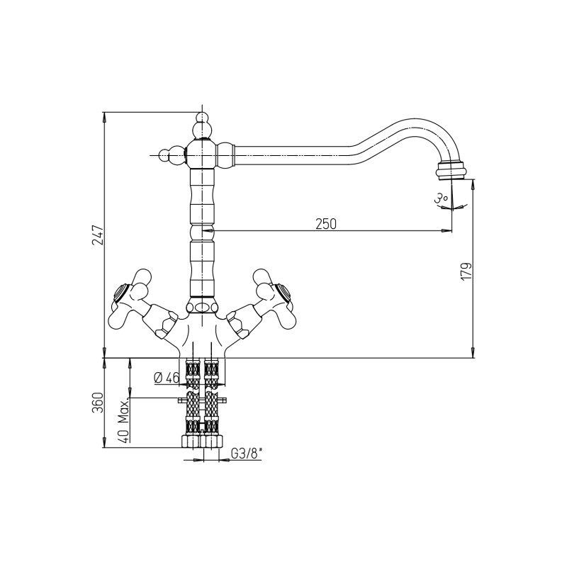 Traditionelle Küchenarmaturen Küchenspülenmischer mit verstellbarem Auslauf Paini Liberty 17CR570B