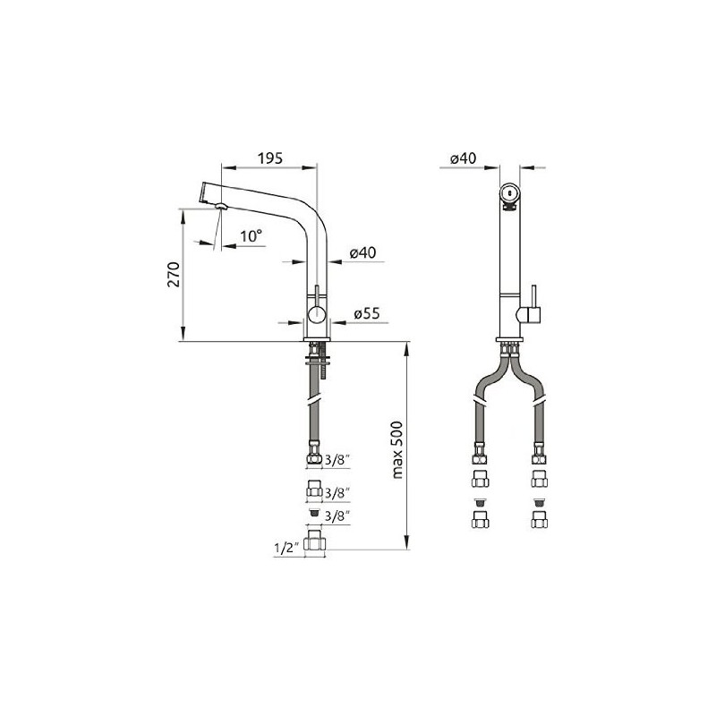 Traditionelle Küchenarmaturen Elektronischer Küchenspülenmischer mit Dual-Sensor-Technologie in der Farbe gebürsteter Stahl DMP 