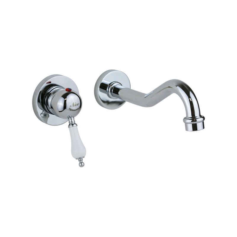 Robinet de salle de bain Ensemble mitigeur lavabo et bidet mural de couleur chrome Nice Funny KITFUNNY3CB