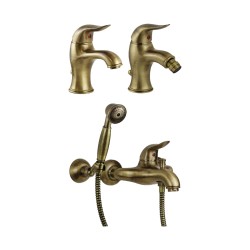 Badarmaturen Set Set aus Waschbecken, Bidet und Badarmatur aus Bronze im Vintage-Stil Nice Wilson KITWILSON2B