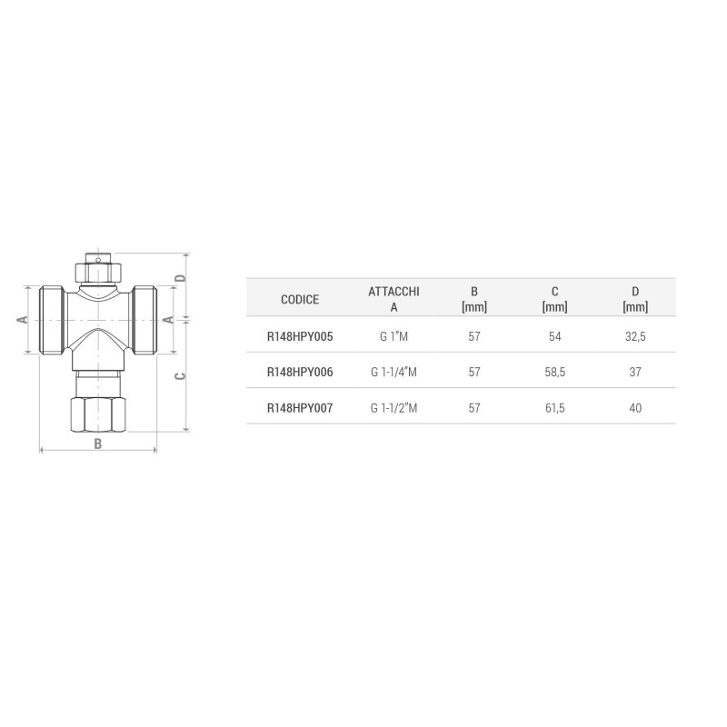 Componenti impianti pompa di calore Valvola 1" gas di protezione antigelo per pompe di calore Giacomini R148HPY005