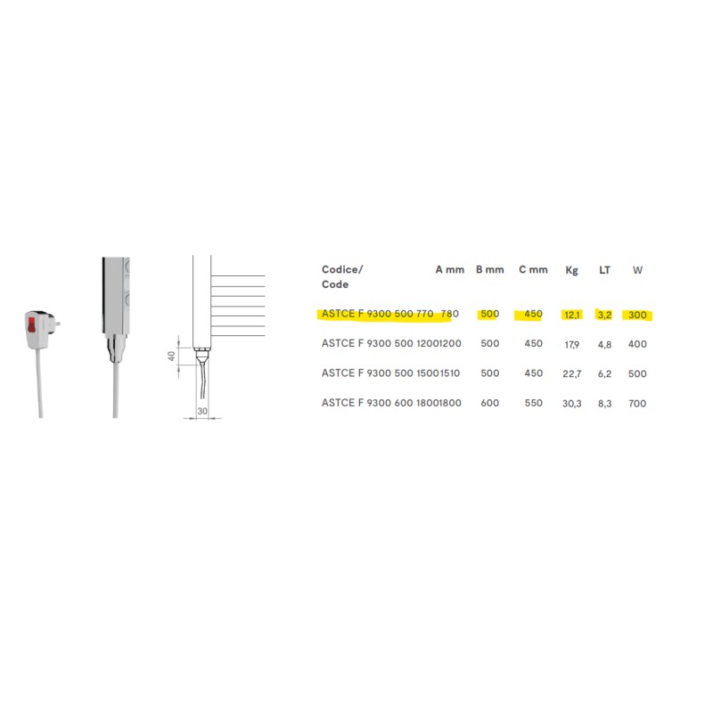 Electric Radiators Thermo-limited chrome electric towel warmer 770 x 500 mm Ercos Tekno ASTCEF930005000770