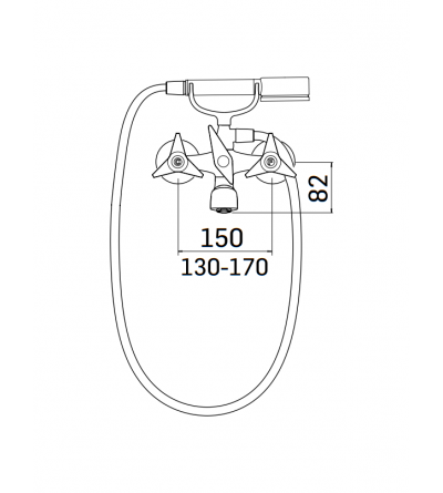 Zweigriff Wannenarmaturen Externer Badmischer in der Farbe Messing gebürstet mit Handbrause Mamoli Gio Ponti 1030F214002G