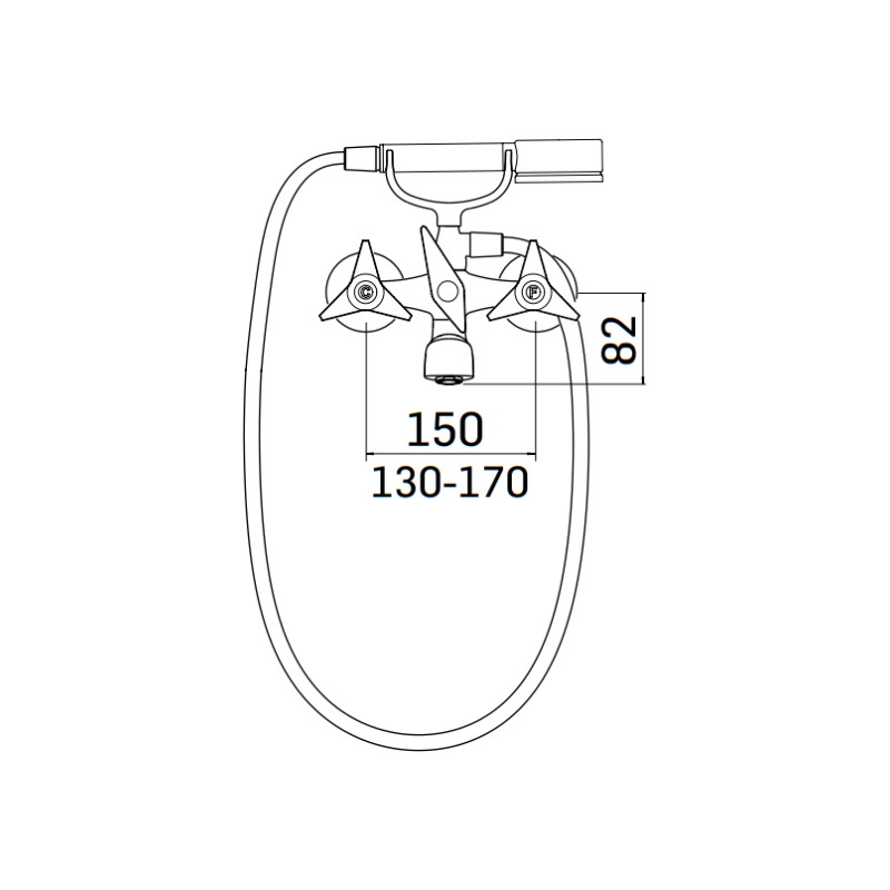 Zweigriff Wannenarmaturen Externer Badmischer in der Farbe Messing gebürstet mit Handbrause Mamoli Gio Ponti 1030F214002G