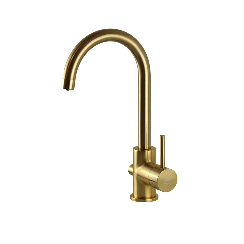 Grifo de la cocina 3 vías Mezclador de fregadero de cocina de 3 vías para agua purificada, color oro cepillado NICE 290044OS