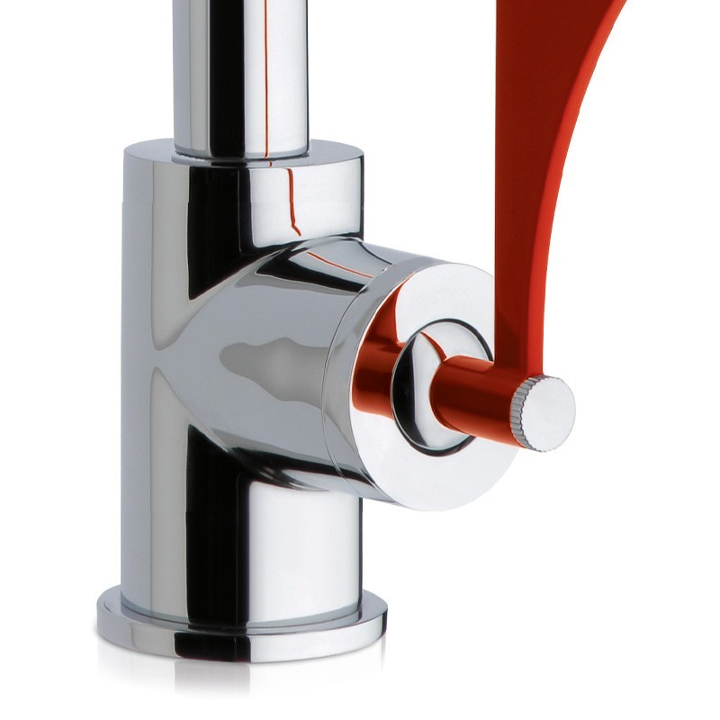 traditional kitchen taps Single-lever kitchen sink mixer with adjustable spout and red lever Mamoli Paola&TheKitchen 794100000C0