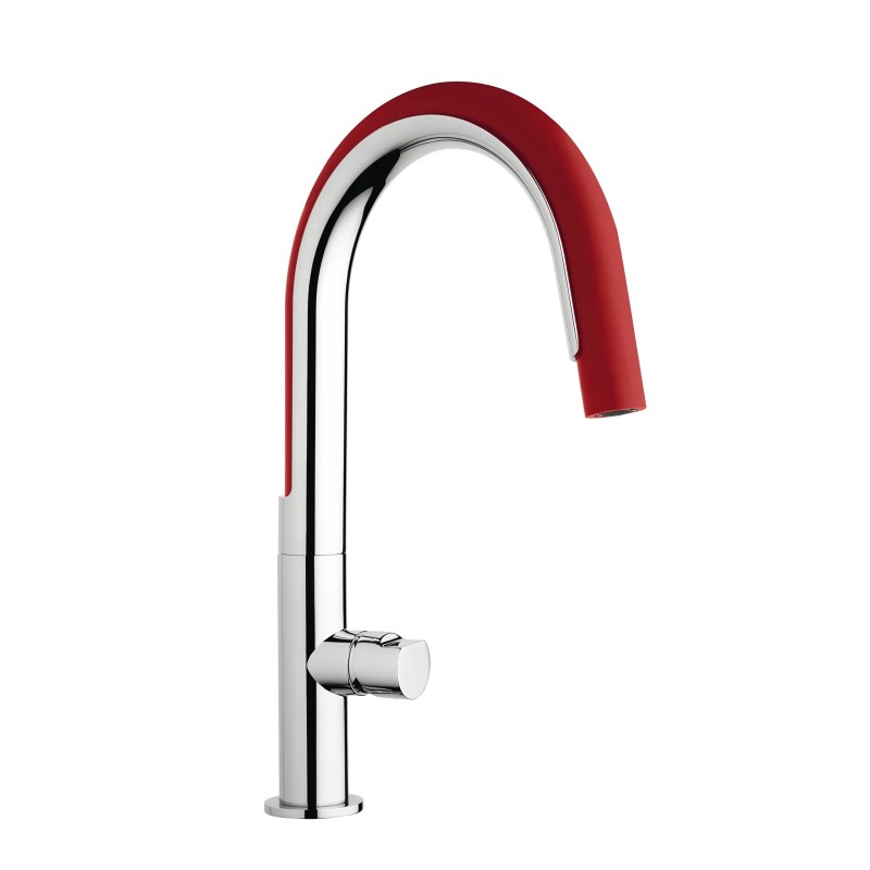 Kitchen taps with shower head Single lever kitchen sink mixer with red silicone hand shower Mamoli Cook 740800000C01