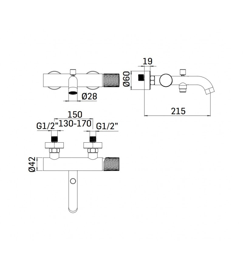 Single Lever Bathtub taps External single-lever bathtub mixer in matt black Mamoli Tuttodunpezzo 1710FB30002K