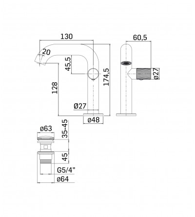 Robinet de salle de bain Ensemble complet de mitigeurs lavabo et bidet avec kit de douche en noir mat Mamoli Tuttodunpezzo KITTD