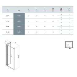 Cabina de ducha plegable Puerta de ducha 2 puertas abatibles 90 cm instalación en hornacina Samo America B6833ULUTR