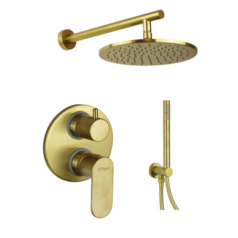 Full Shower Kit PVD brushed gold shower kit complete with built-in Paini Domus 18PJ433D