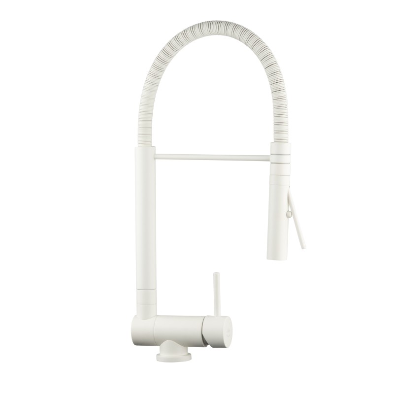 Spandrel kitchen taps Matt white kitchen mixer with folding spout spring NICE 29034M1BO