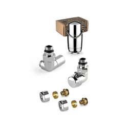 Chrome coloured furnishing valve kit with thermostatic valve on