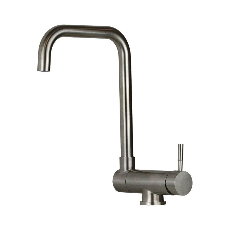 Spandrel kitchen taps Kitchen sink mixer model under window in brushed steel colour Pollini Acqua Desing LOW MXKWAV003NS