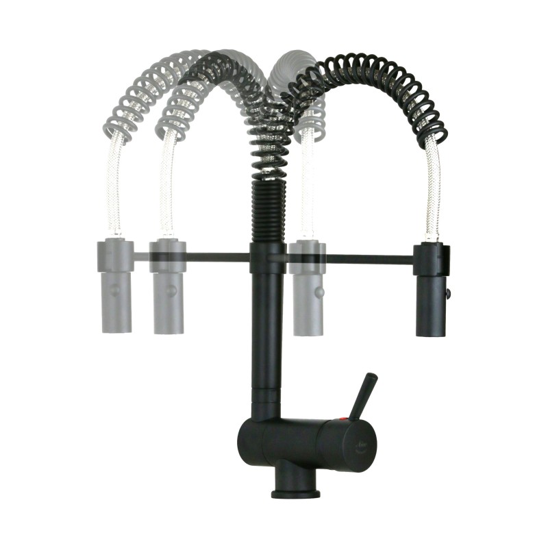 Spandrel kitchen taps Matt black under-window kitchen sink mixer with extractable shower Nice 30034M5NO