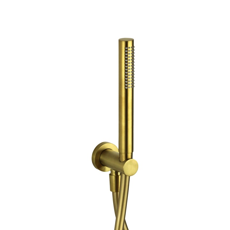 Hand Showers Shower set with water connection in brushed brass color Mamoli Tuttodunpezzo 0000FV30012G