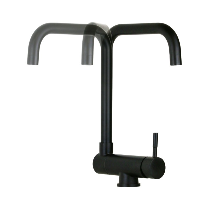 Spandrel kitchen taps Kitchen mixer with folding spout in matt black Pollini Acqua Desing LOW MXKWAV003NO