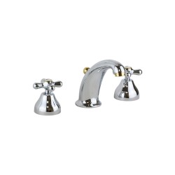 Robinets de lavabo 3 composants Robinet de lavabo double levier 3 trous, coloris chrome-or Resp Old America ART.69.120