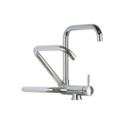 Robinets sous la fenêtre Mitigeur d'évier de cuisine modèle canne rabattable couleur chrome Pollini Acqua Desing LOW MXKWAVMC3CR