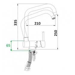 Robinets sous la fenêtre Mitigeur d'évier de cuisine modèle canne rabattable couleur chrome Pollini Acqua Desing LOW MXKWAVMC3CR