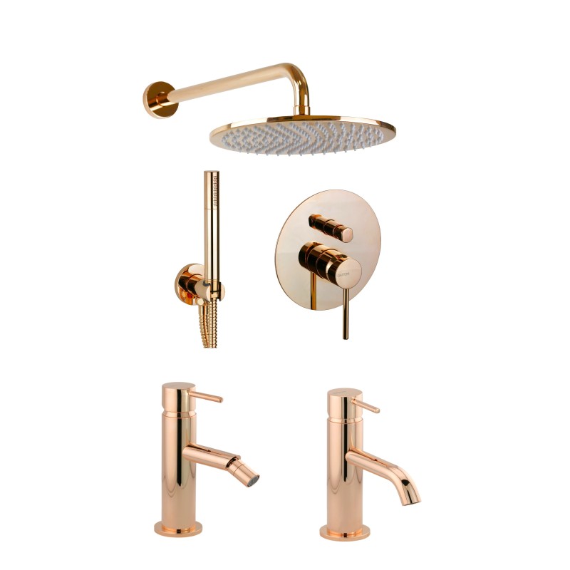 Bathroom Faucet Set Complete bathroom set in rose gold color Gattoni Easy KITEASYRS4