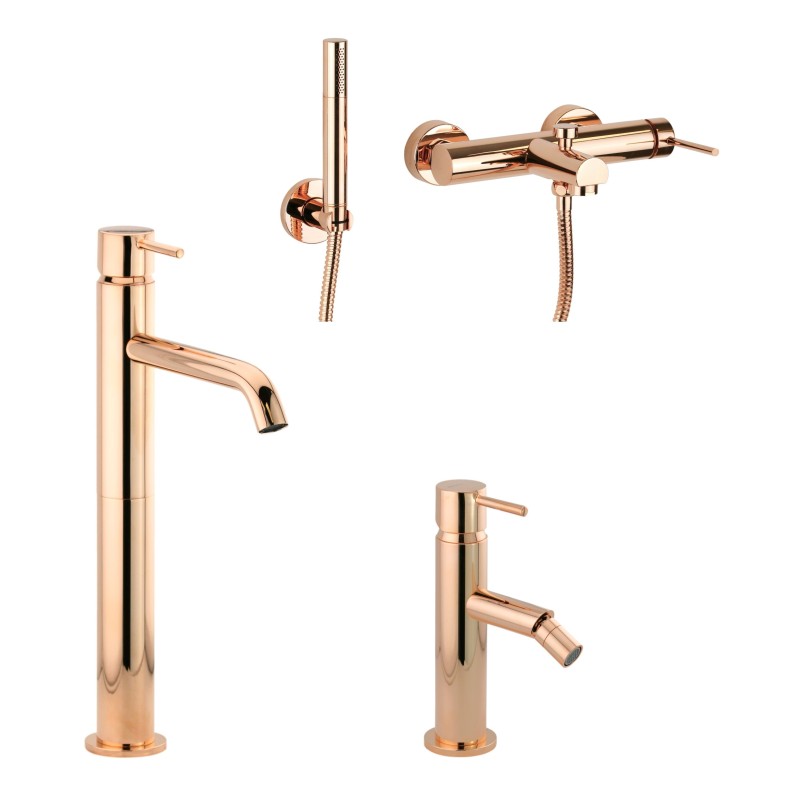 Bathroom Faucet Set Complete bathroom kit in rose gold color Gattoni Easy KITEASYRS8