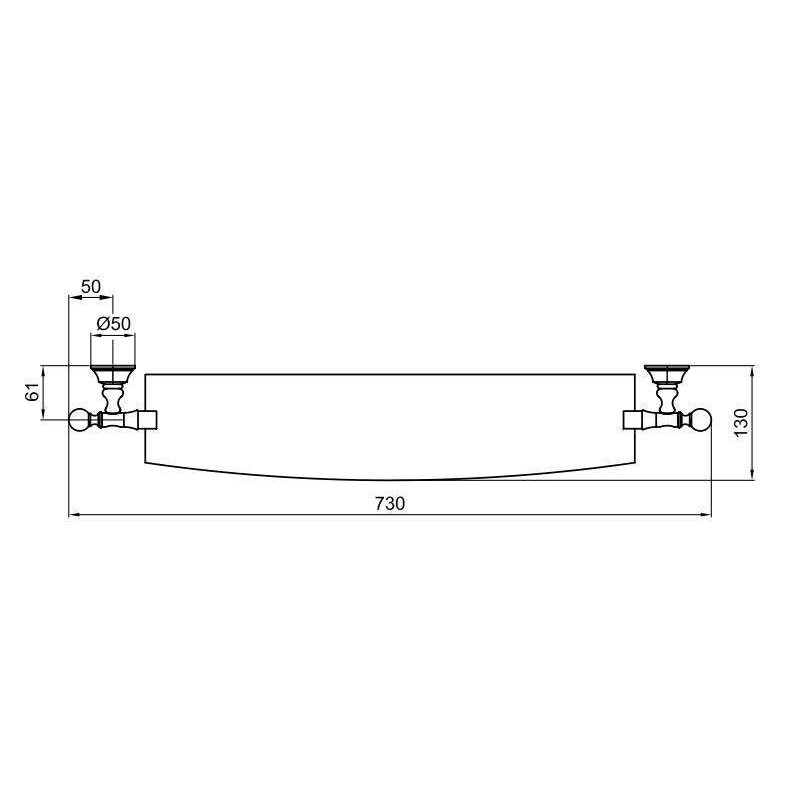 Shelves 73 cm glass shelf with gold finish Webert Viktoria D500028010