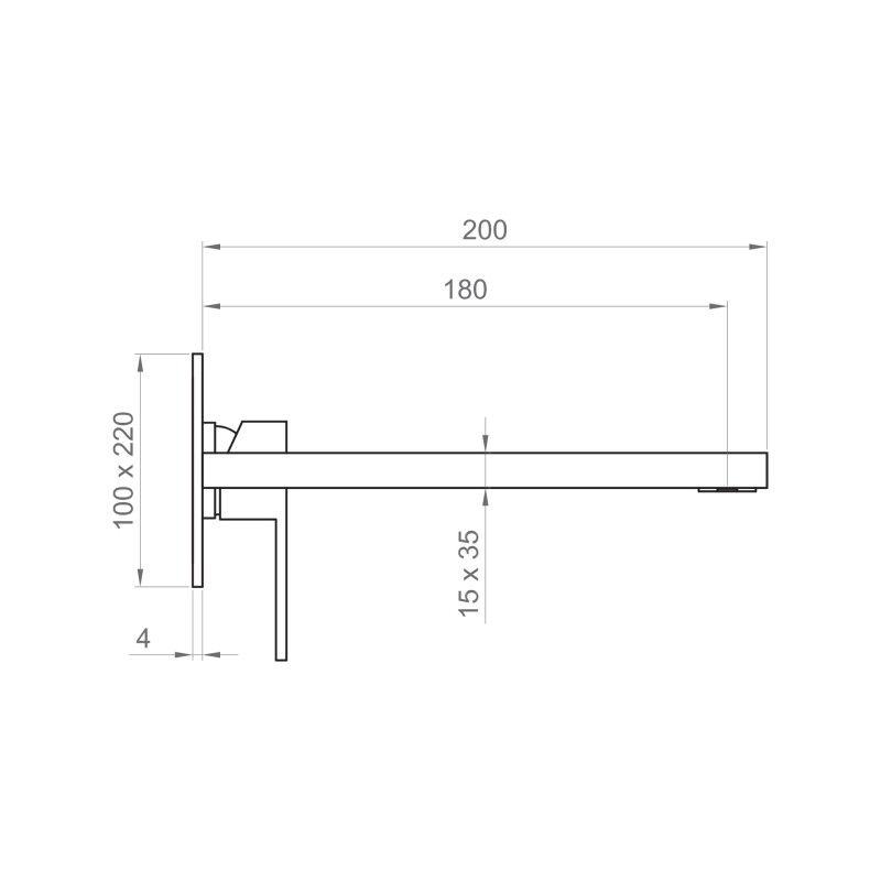 Grifo lavabo de pared Parte exterior para mezclador de lavabo de pared caño 180 mm negro mate Ercos Italia R BTITRKLA21