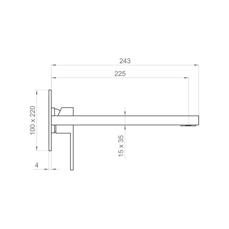 Rubinetti lavabo a parete Parte esterna per miscelatore per lavabo a muro bocca 225 mm nero opaco Ercos Italia R BTITRKLA22