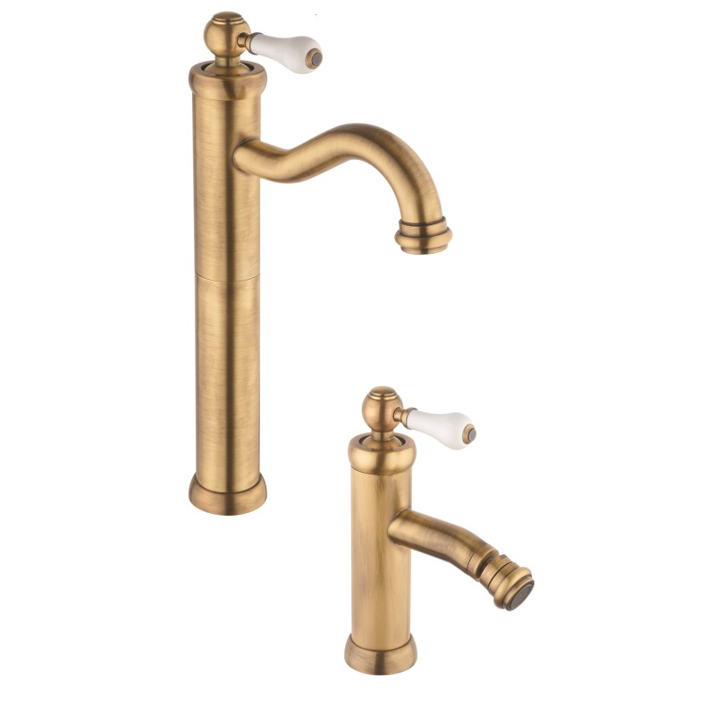 Set Rubinetteria Bagno Set rubinetteria lavabo tipo alto e bidet stile retrò colore bronzo Piralla Como KITCOMOOF2