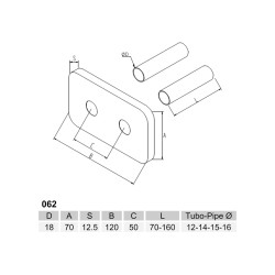 Valves for heated towel rails Hose cover set with 2-hole rosette in white brass APM 062BB.70