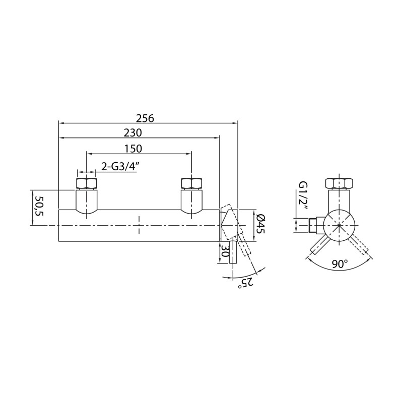 External Shower Taps 1 way external shower mixer in stainless steel Mamoli Pico Inox 36100000002A