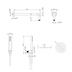 Robinet de salle de bain Kit complet avec mitigeurs de lavabo muraux, bidet et kit de douche en acier AISI 316Pollini Jessy Stee