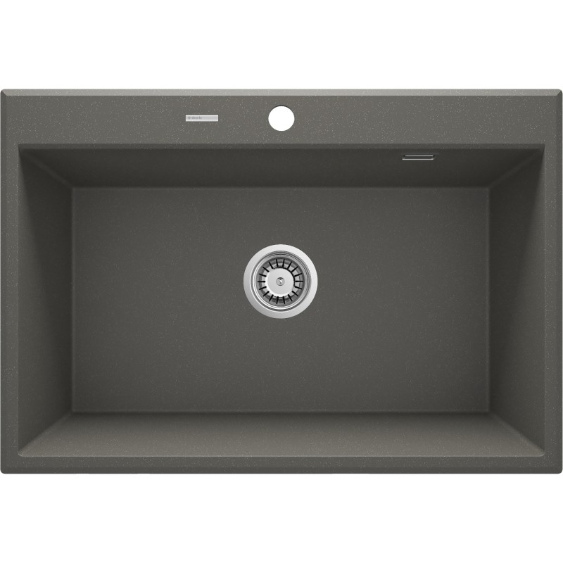 Sinks in composite material Single bowl kitchen sink 700 cm in metallic gray colour Deante Eridan ZQE_T103