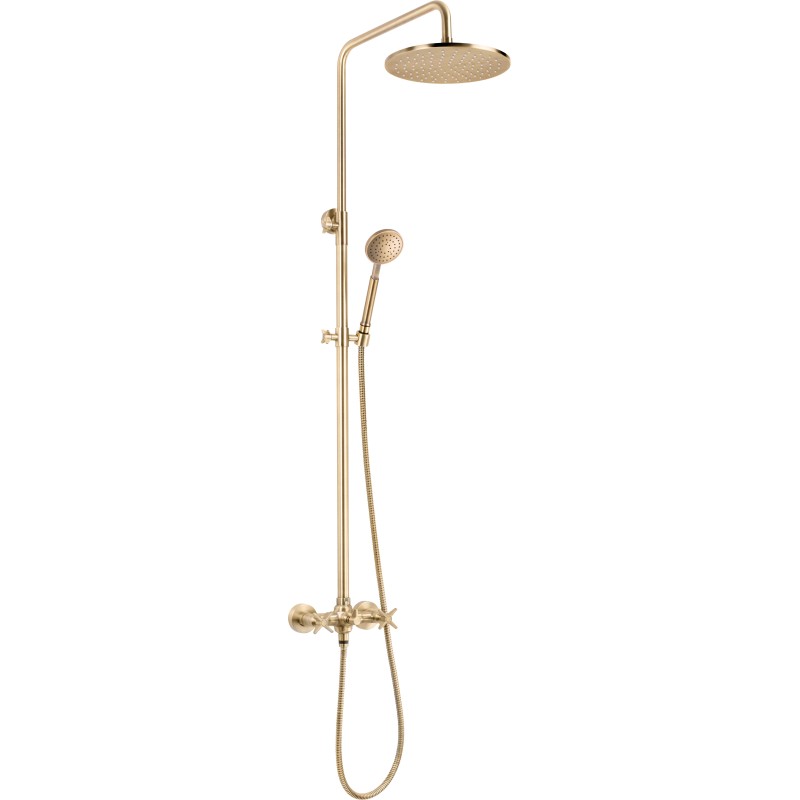 Shower pillars with the blender Shower column with 2-way mechanical mixer in brushed brass colour Deante Temisto NAC_M4QT