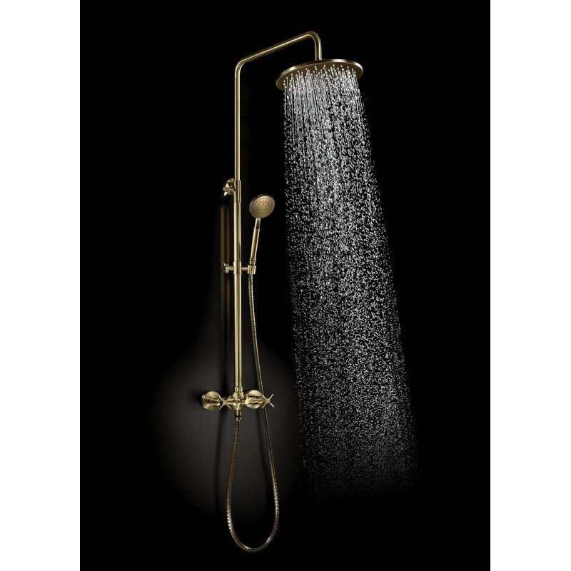 Shower pillars with the blender Shower column with 2-way mechanical mixer in brushed brass colour Deante Temisto NAC_M4QT