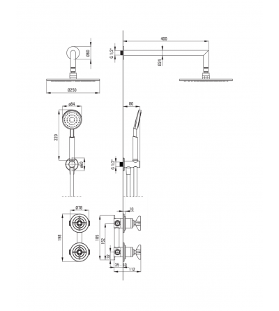 Full Shower Kit Complete shower kit with concealed brushed brass mixer Deante Temisto NAC_M9QT