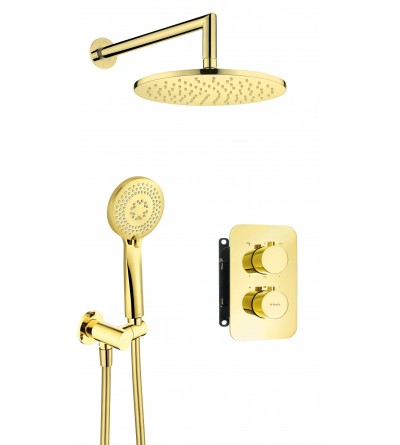 Full Shower Kit Complete shower kit with thermostatic mixer and built-in body in gold colour Deante Box BXYZGEBT