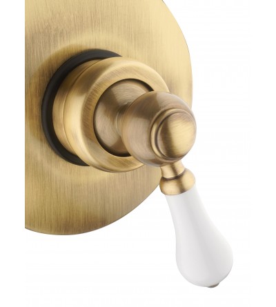 Robinets Douche encastrés Mitigeur de douche à encastrer mono sortie couleur bronze avec poignée rétro Piralla Como 0TOF3410A21