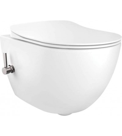 Suspended WC Wall-hung ceramic toilet without rim with mixer for bidet function, glossy white colour Deante Peonia CBP_6WPW