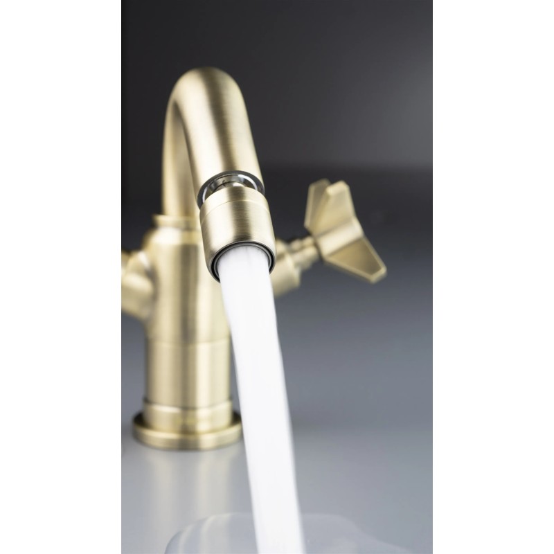 Bidet mixer two Handle Single hole bidet mixer with double lever in brushed brass colour Deante Temisto BQT_M30D