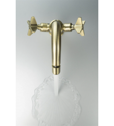 Bidet mixer two Handle Single hole bidet mixer with double lever in brushed brass colour Deante Temisto BQT_M30D