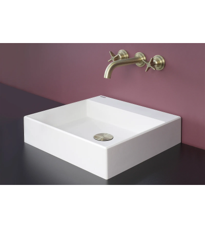 rubinetti lavabo a parete Wall-mounted double lever basin mixer in brushed brass colour Deante Temisto BQT_M54D