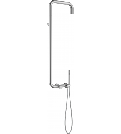 Duschsäulen mit Mischer Duschsäule mit mechanischem Mischer und Luftsprudler-Duschkopf in der Farbe gebürsteter Stahl Deante Sil