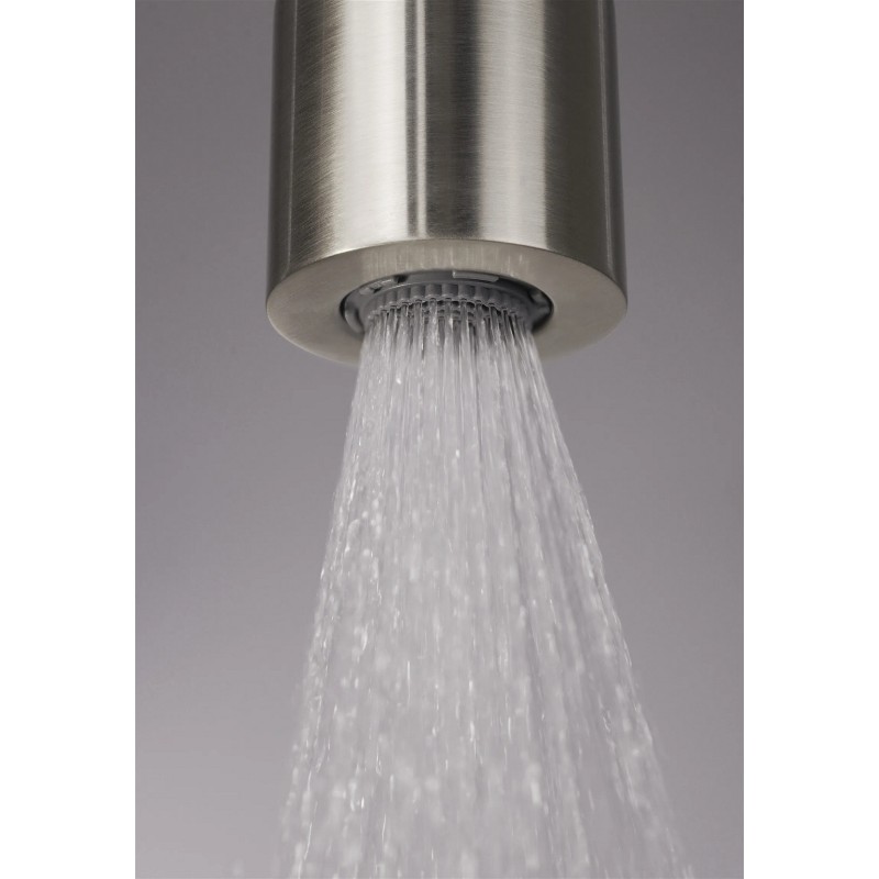 Shower column with mechanical mixer and aerator shower head in brushed ...